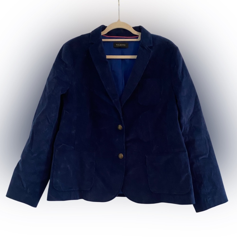 Talbots Corduroy Blazer Jacket Navy Size XL